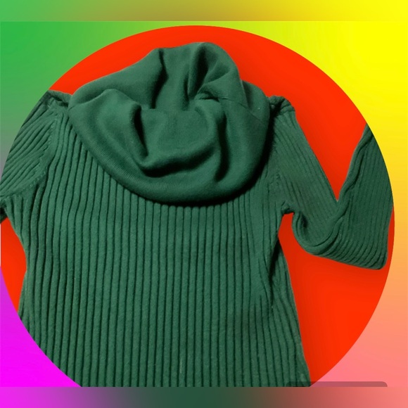 Cowl Neck Sweater, rich forest green, soft, stretchy for multi size fit, Size S - Picture 2 of 6